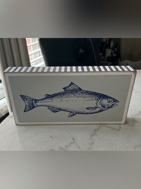 Nautical Fish Wall Art - Blue on Cream